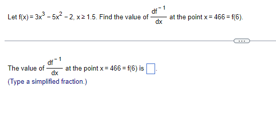 1.5. Find the value of dx at the point x = 466