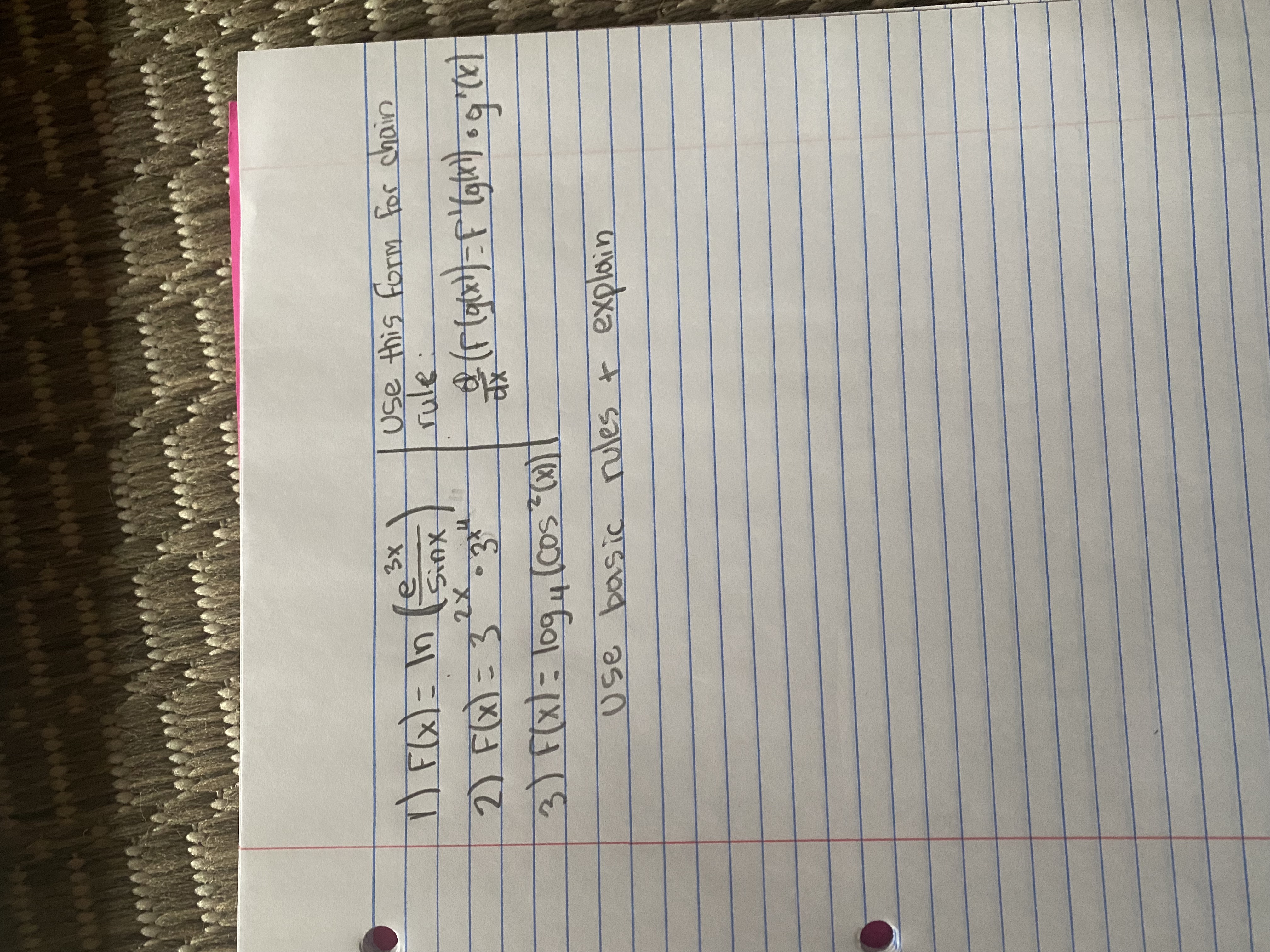 for chain rule : 2) F ( X = 3 . 3*