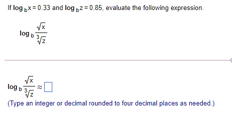  having trouble with this problem If log bx = i133 and