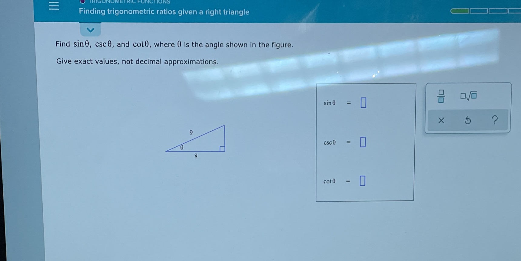 Please use fractions and not decimals E TRIGONOMETRIC FUNCTIONS Finding trigonometric