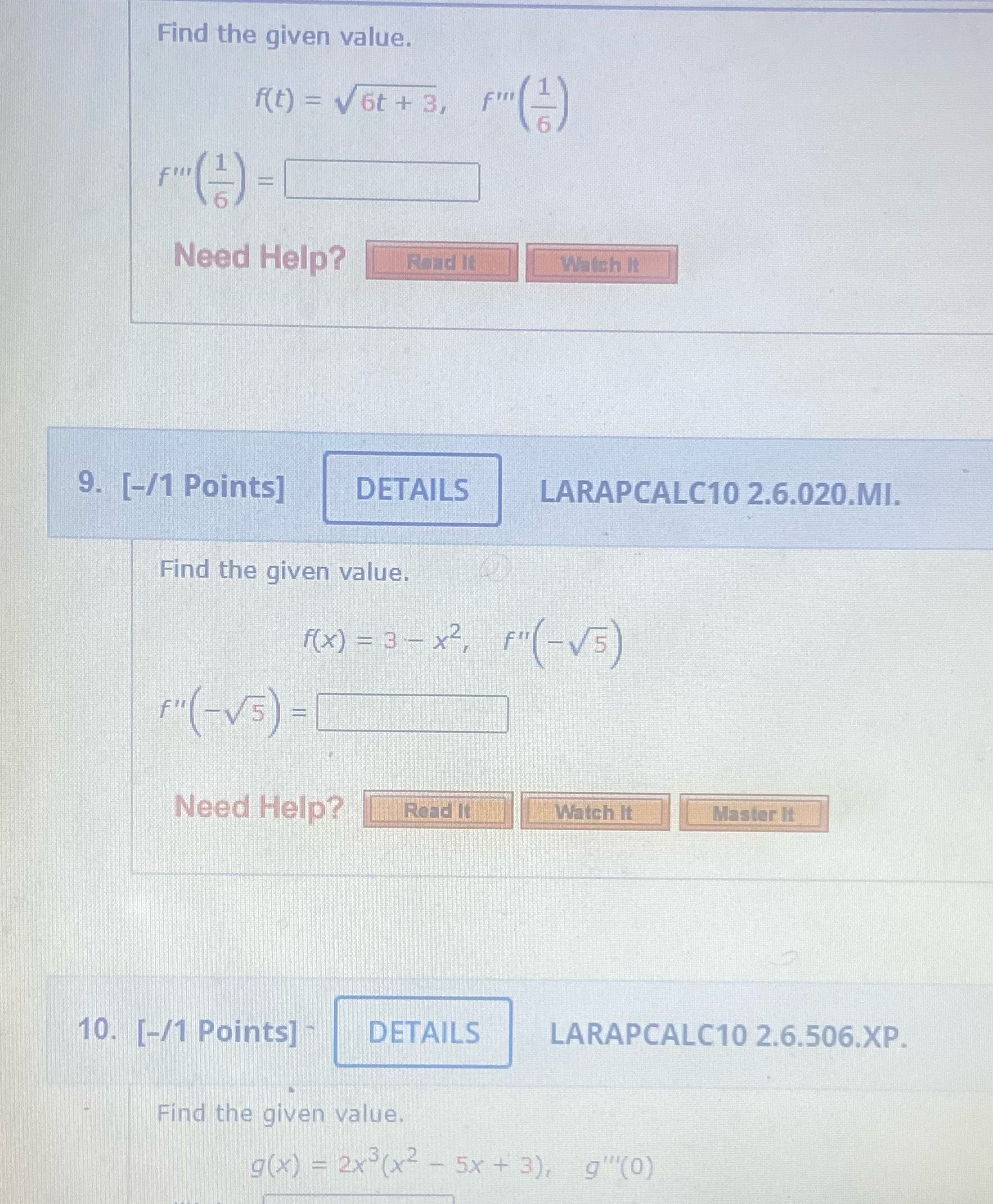 ( 2) F" ( 2 ) Need Help? Read It Watch It