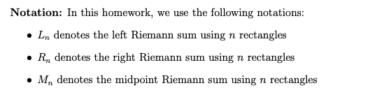 midpoint Riemann sum using n rectangles5. (9 points) Write the following sums