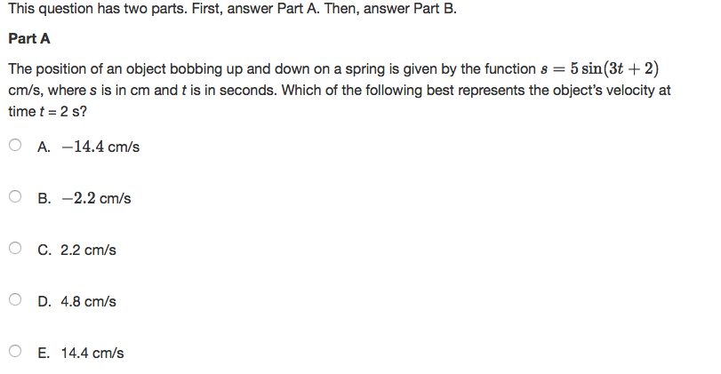 and down on a spring is given by the function s =