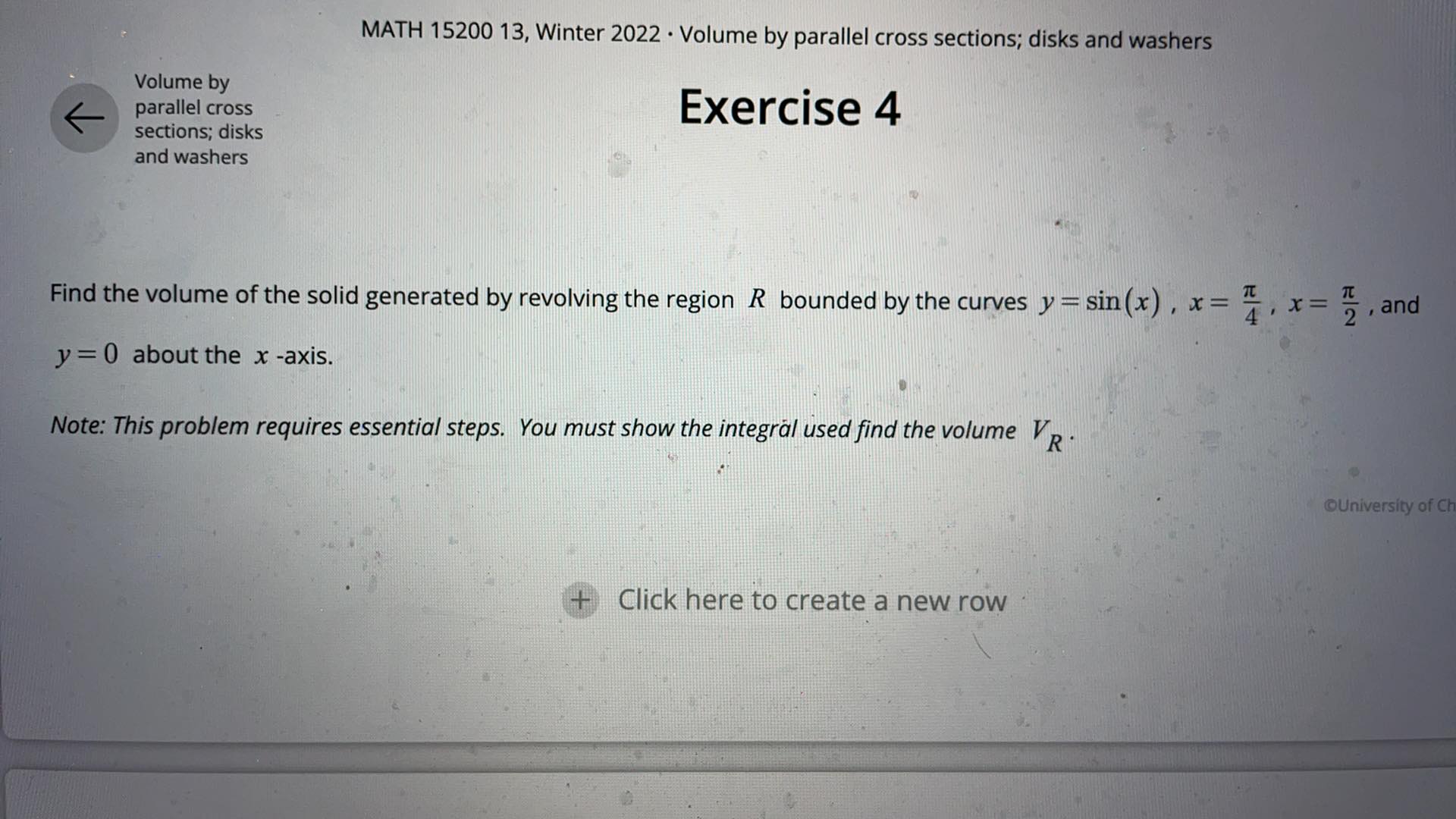 disks and washers Volume by parallel cross Exercise 4 sections; disks and