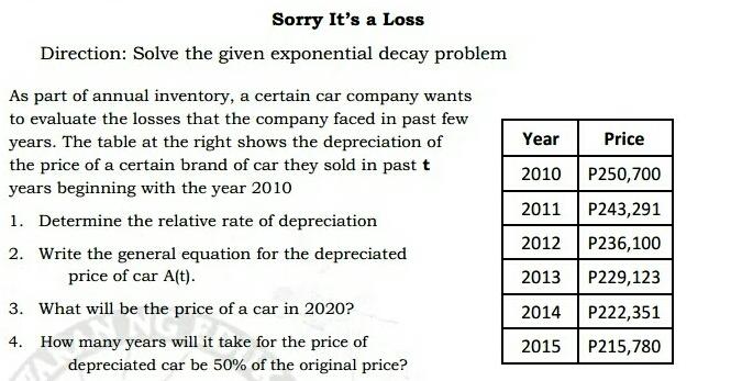 master this module, solve the Year Population The table at the right