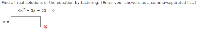 solutions of the equation by factoring. (Enter your answers as a comma-separated