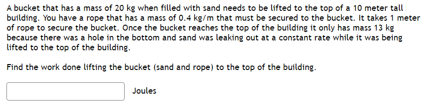 a height of 6 meters, find the work required to pump the