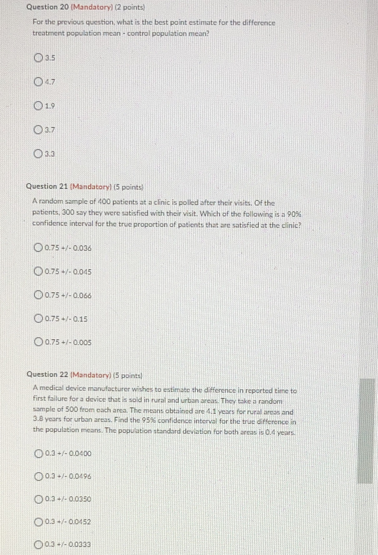  Question 20 (Mandatory] (2 points) For the previous question, what is