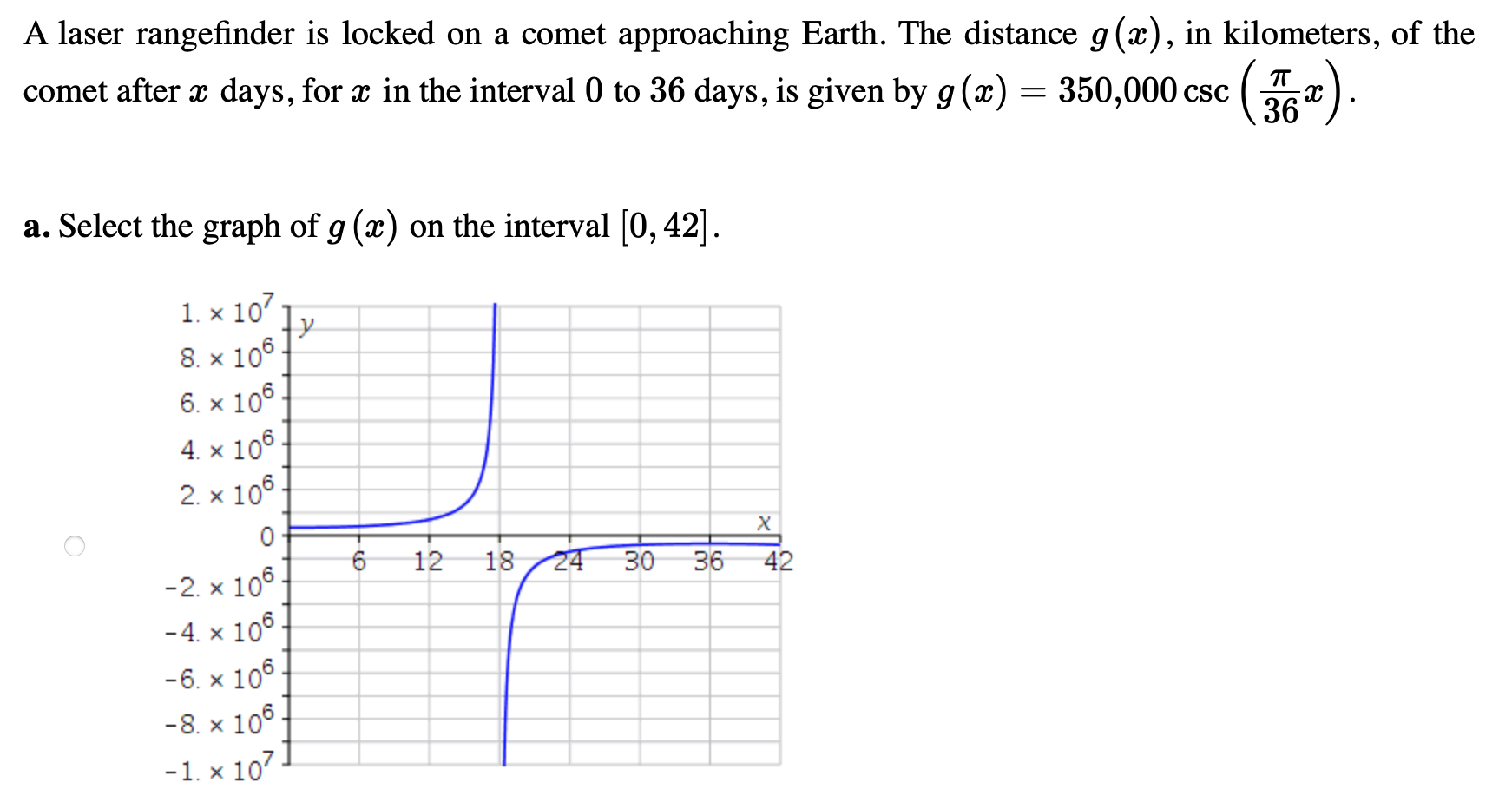 on the interval [0, 42]. 1. x 107 8.x106