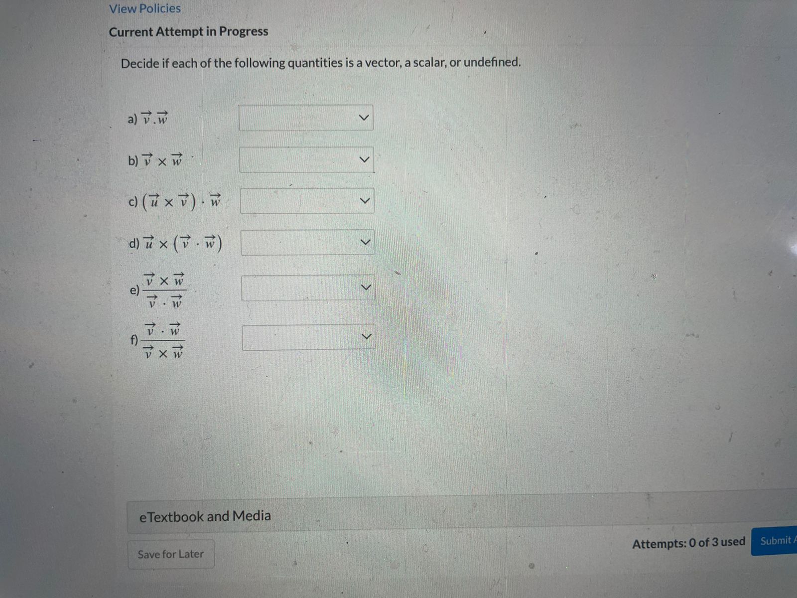 +3j +7k and w = 7+73 +8k to calculate following. (V XW)