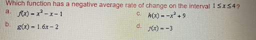  Please show solutions and answersPart 1 Which function has a negative