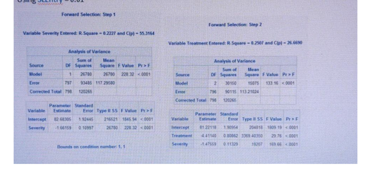  Question 1: Regression model selections. Using QOL as the outcome and