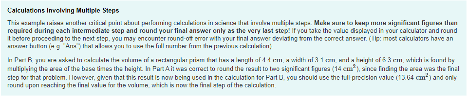  Calculations Involving Multiple Steps This example raises another critical point about