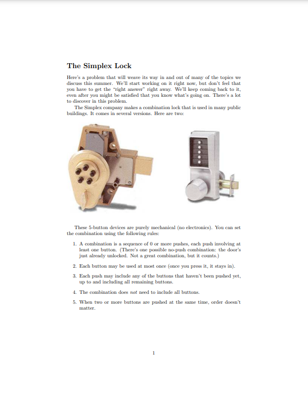 The Simplex Lock Here's a problem that will weave its way