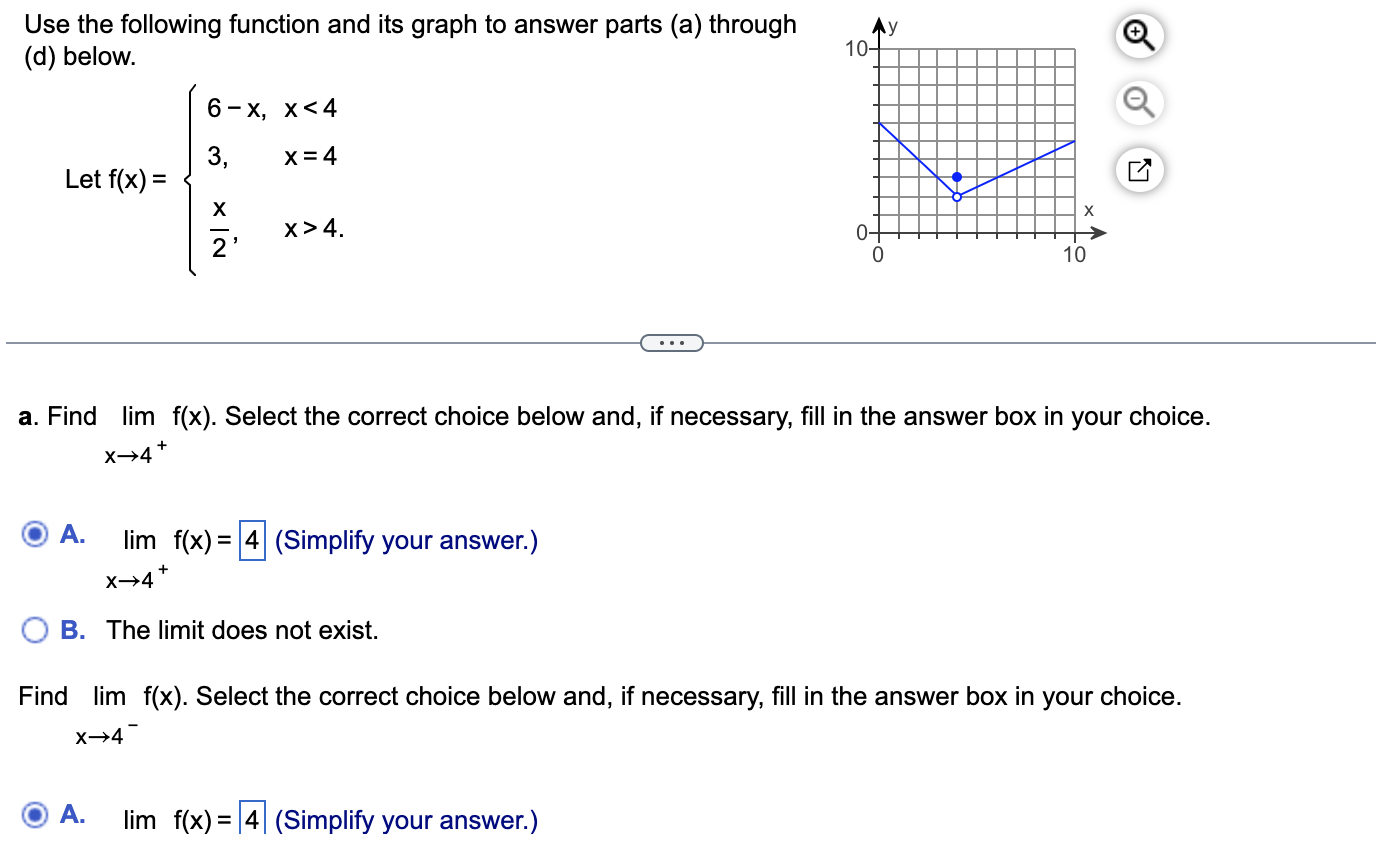 A. lim f(x) = (Simplify your answer.) X - 3 O B.