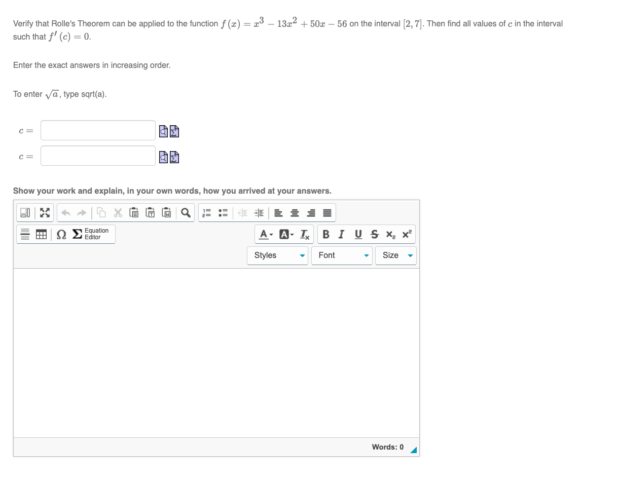  Verify that Rolle's Theorem can be applied to the function f