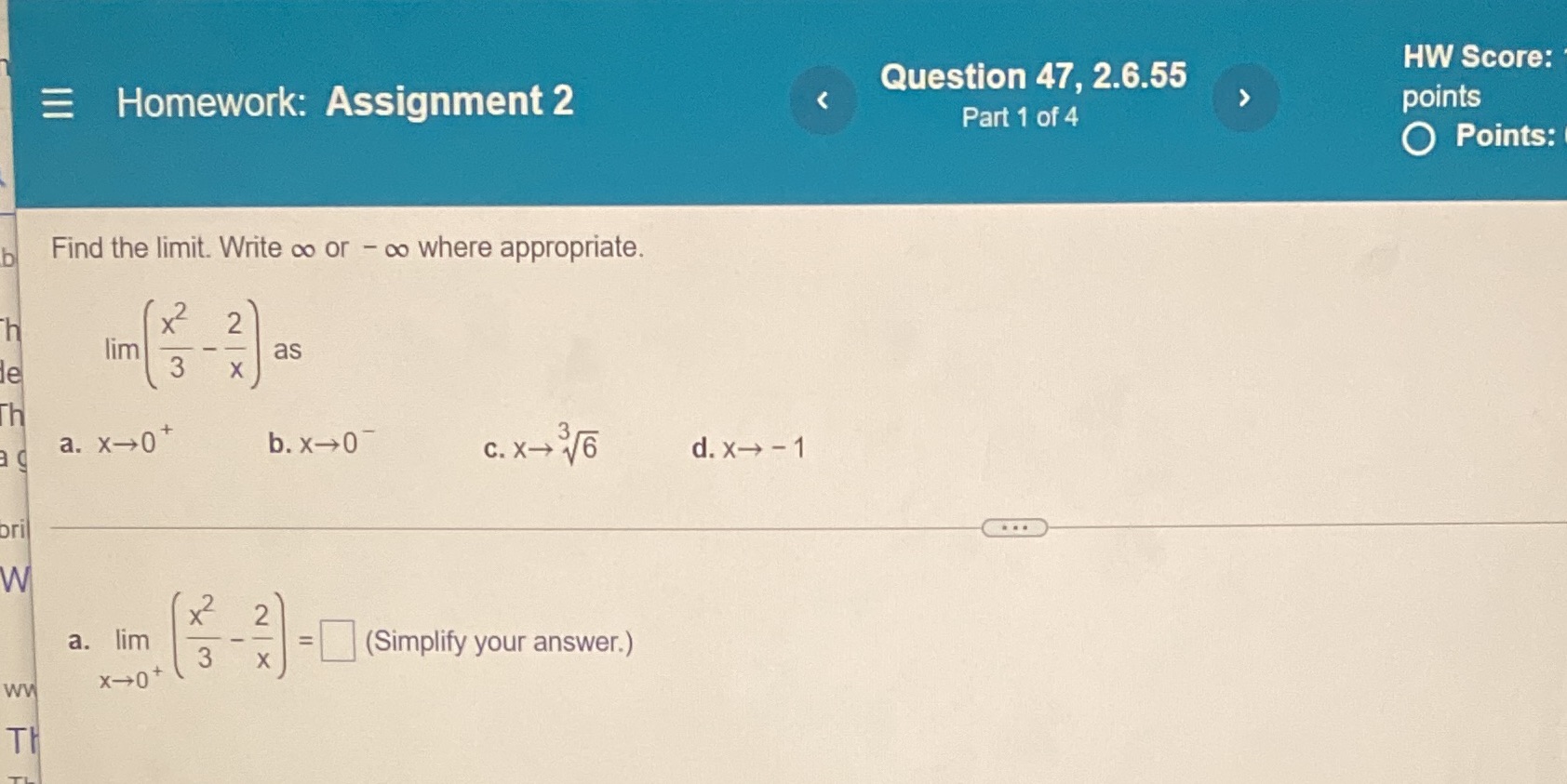 HW Score: E Homework: Assignment 2 Question 47, 2.6.55 Part 1