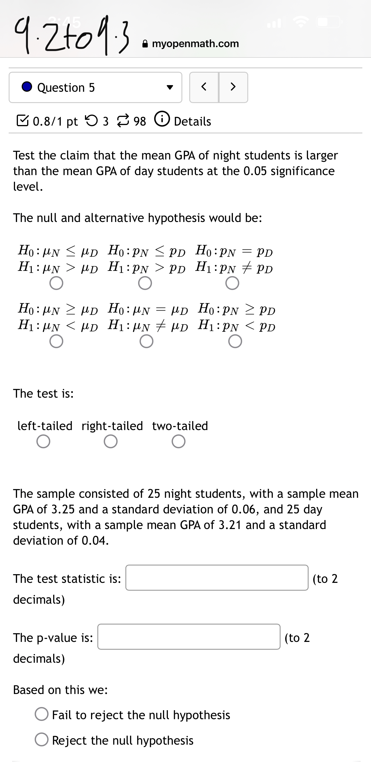 confidence interval, for #1 #2 given the following information. 111 : 20,