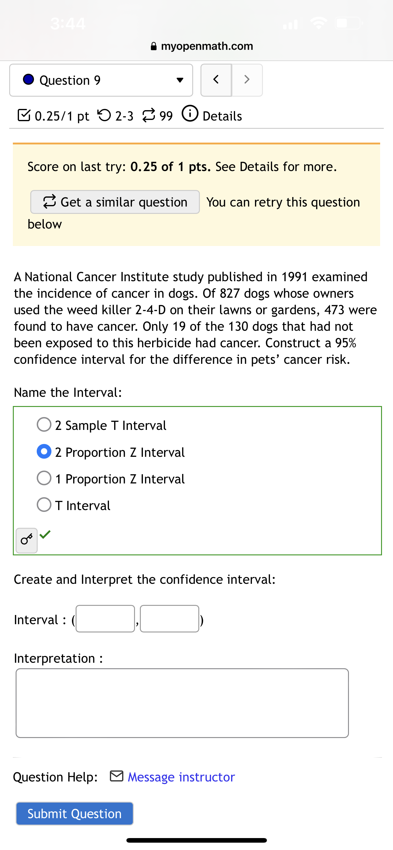 0 Chapter 9.1 Homework Score: 6.16/9 6/9 answered Progress saved Done (3)