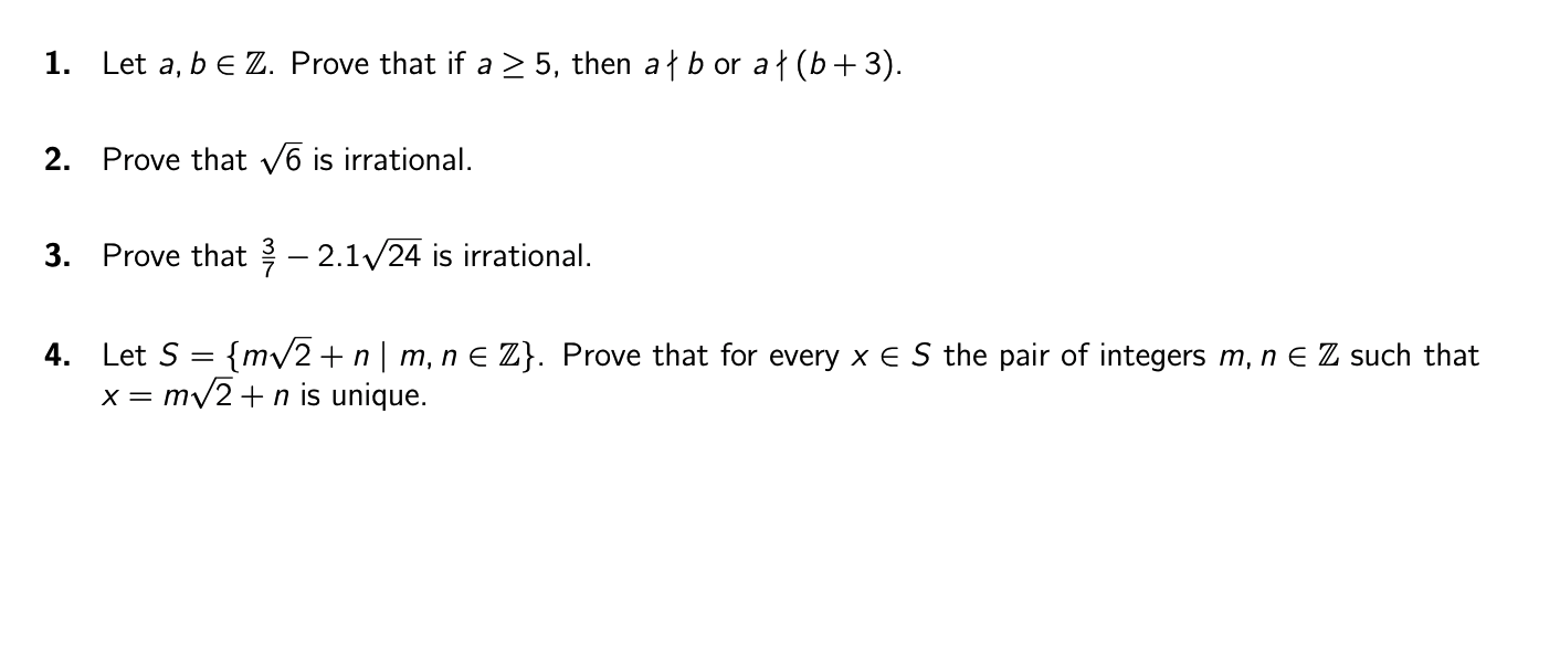 2. 3. Let a, b E Z. Prove that if a