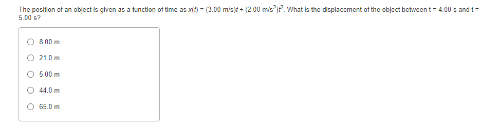 time as x(t) = (3.00 m/s)t + (2.00 m/s?). What is the