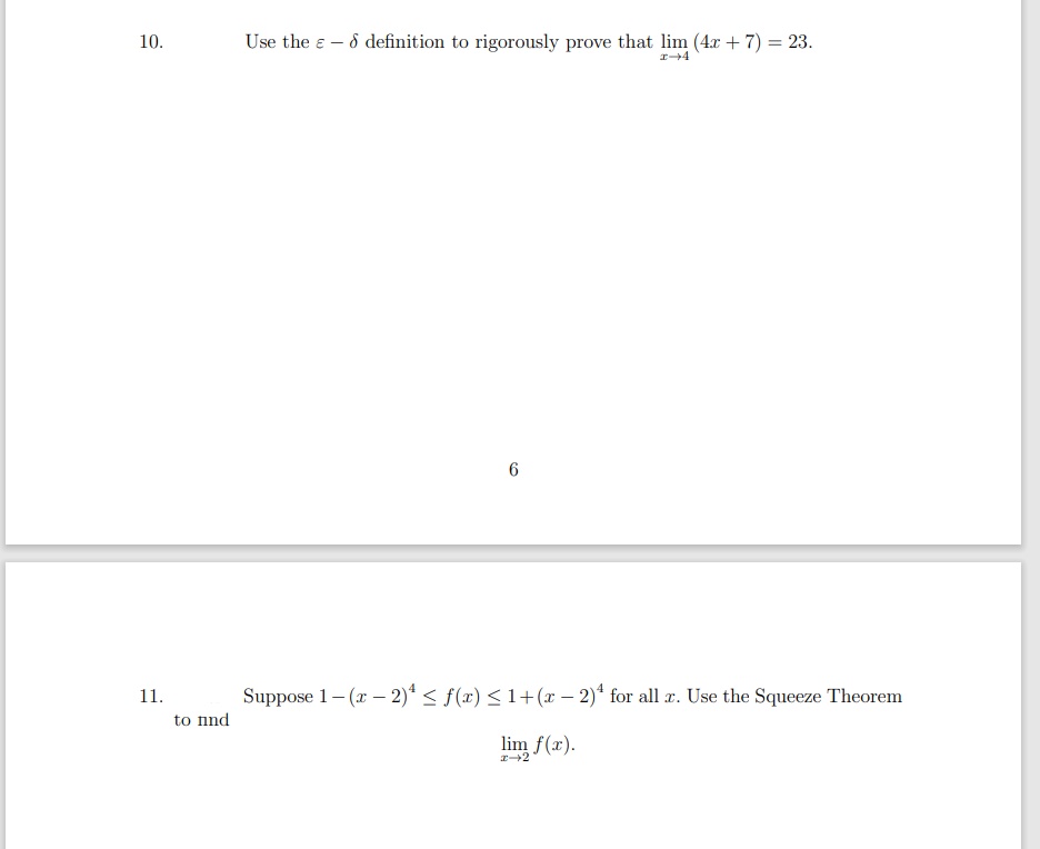 lim (4x + 7) = 23. 6 11. Suppose 1 -(x -