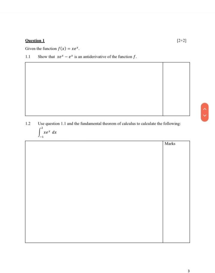 that xe* - ex is an antiderivative of the function f. 1.2
