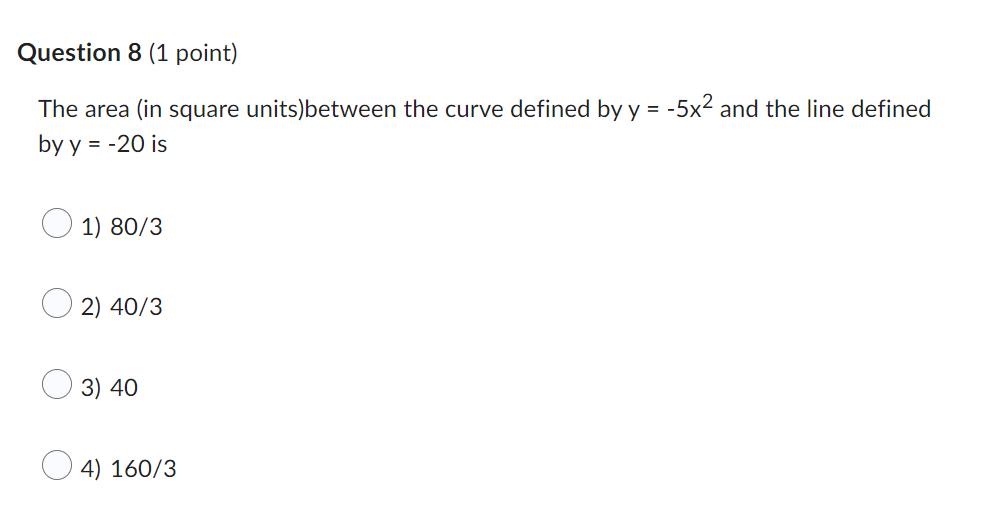 defined by y = -5x2 and the line defined by y =