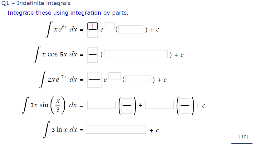  \fQ2 Using limits Find this integral. / xe'x a'x =Cl (