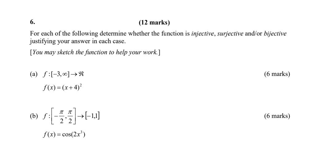  please help this function questions in injective, surjective , bijective with