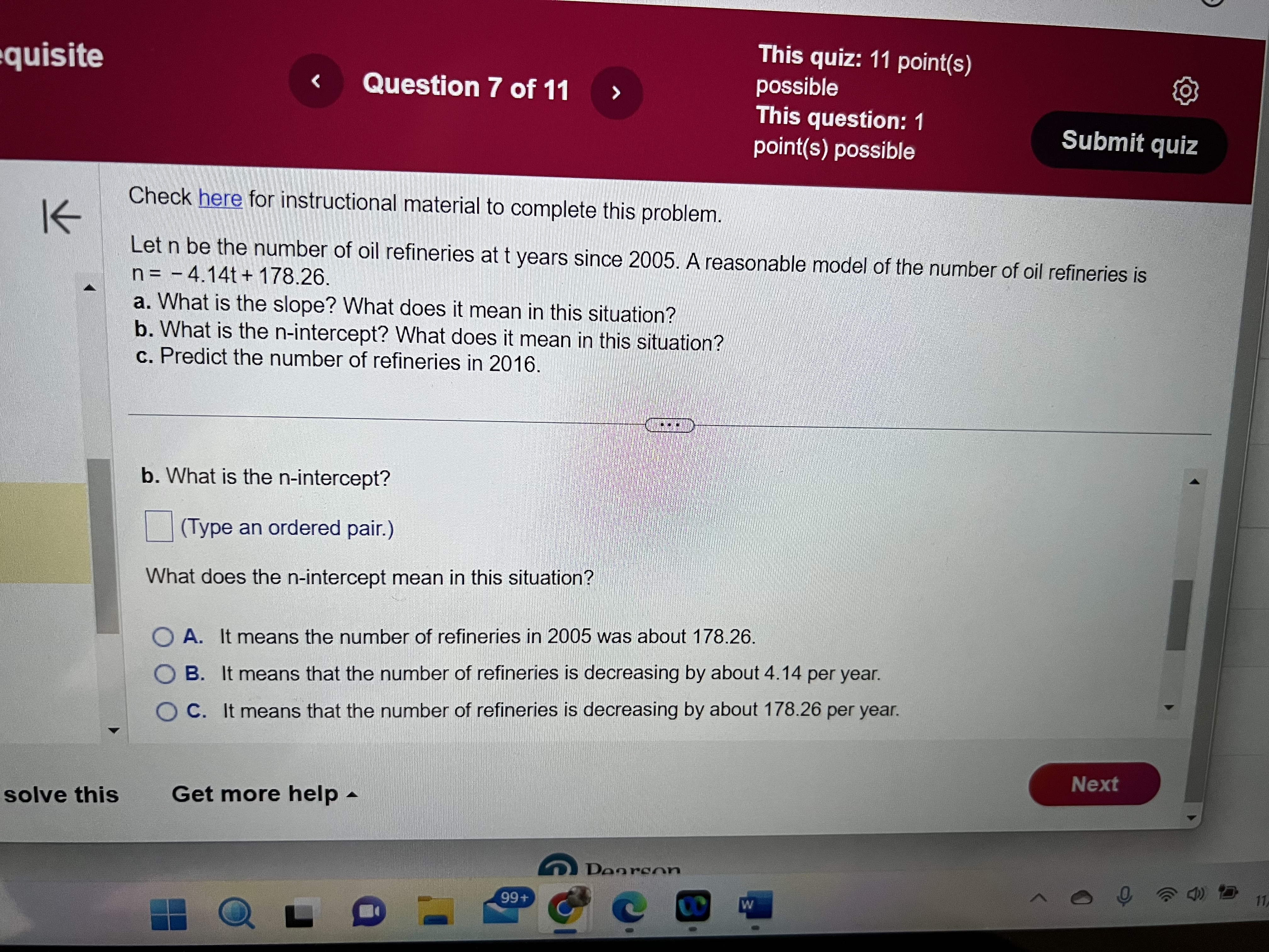 be empty. 200 4 240 2 O B. The g-intercept of the