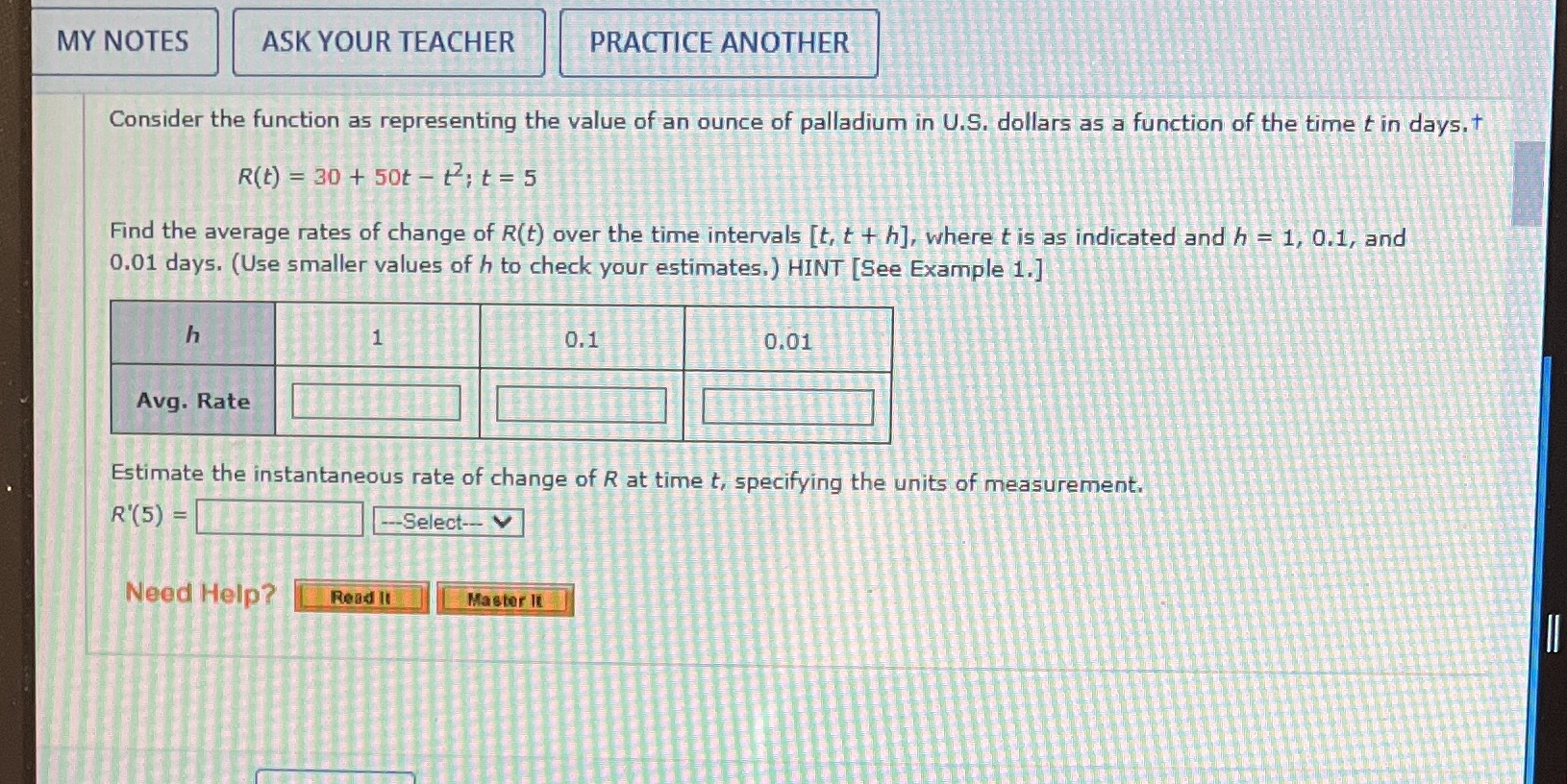 MY NOTES ASK YOUR TEACHER PRACTICE ANOTHER Consider the function as