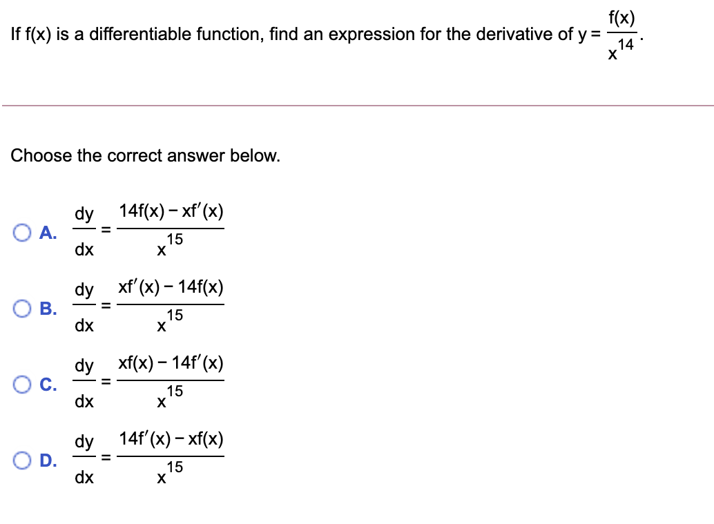 f(x) If f(x) is a differentiable function, find an expression for