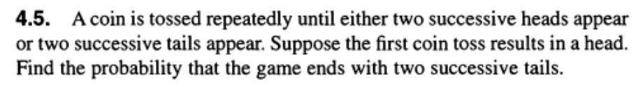 Interpret the problem by showing a Markov Chain and solve using