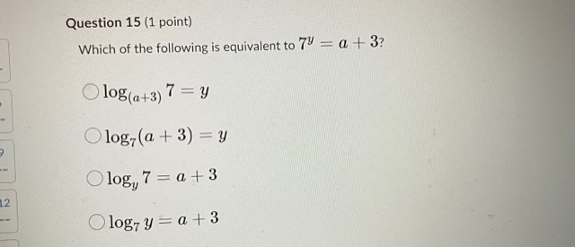 where a > 1, expressed in exponential form could be Oab =