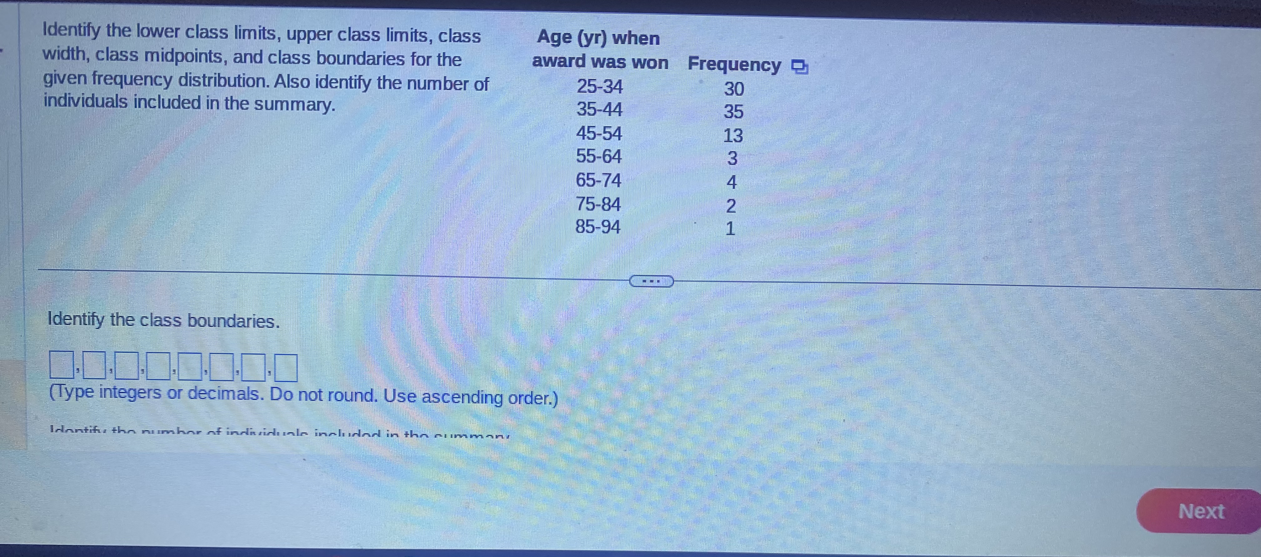 the relative frequency distribution. Natural births randomly selected from four hospitals in