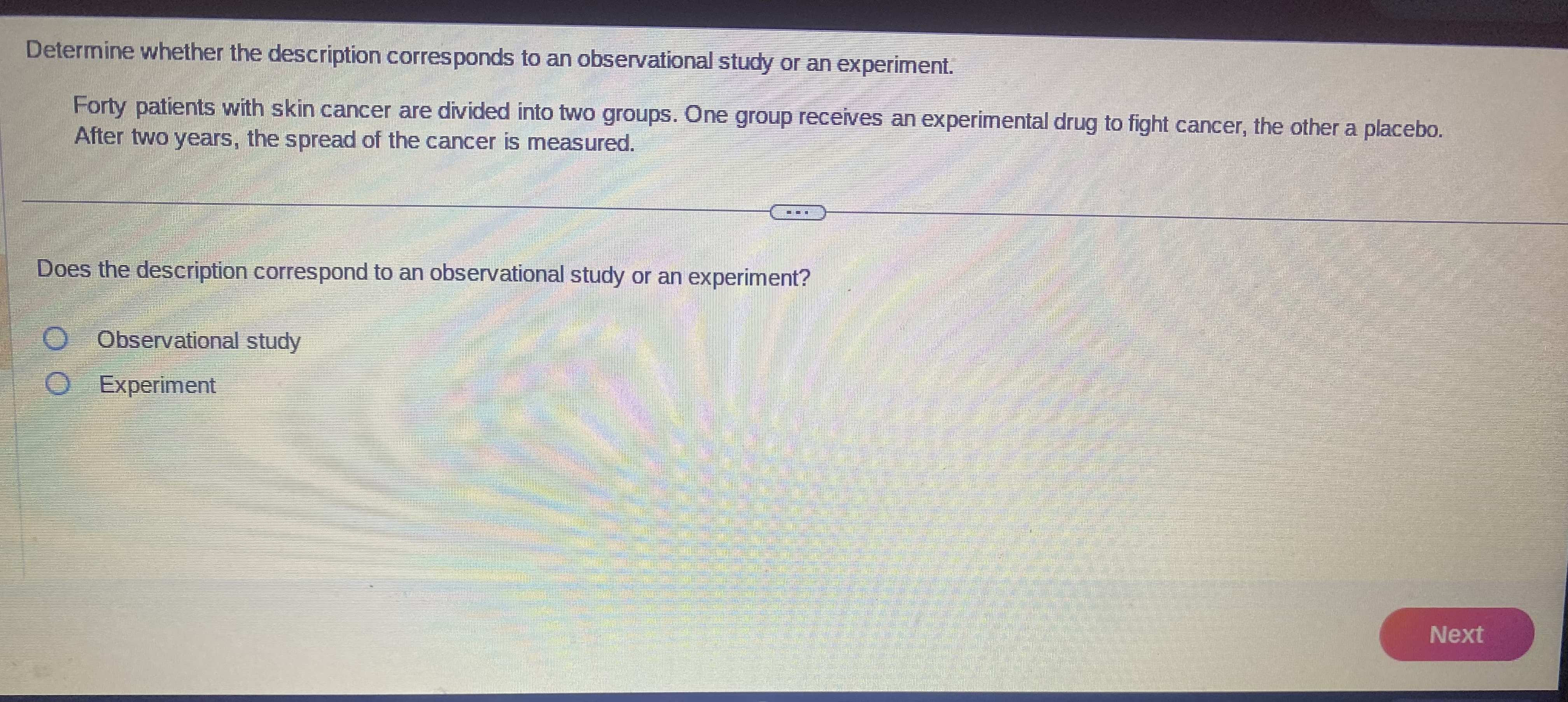 65% own a computer. Choose the correct statement below. Statistic because the
