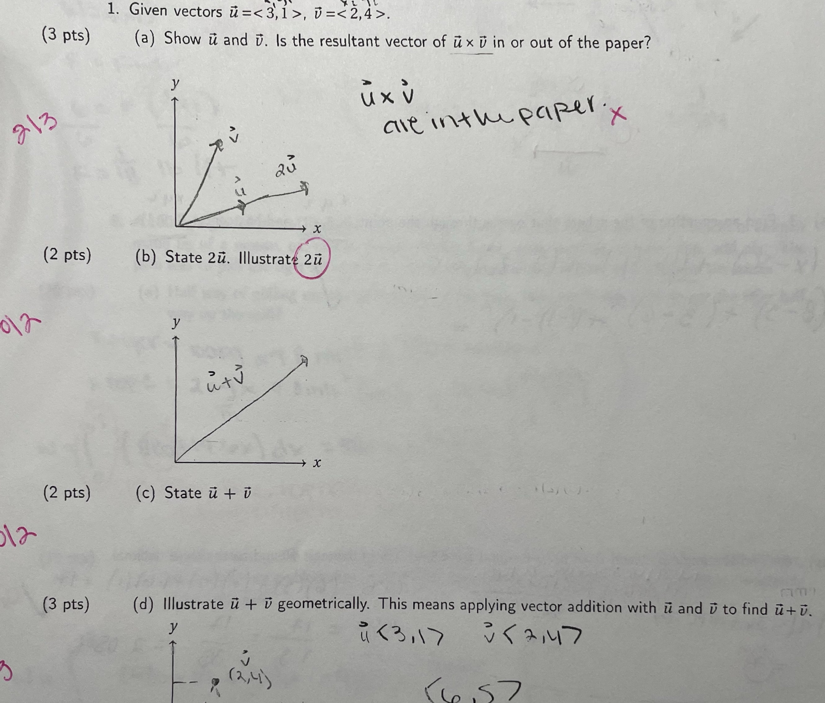 you :) 1. Given vectors u = , D=. (3 pts) (a)
