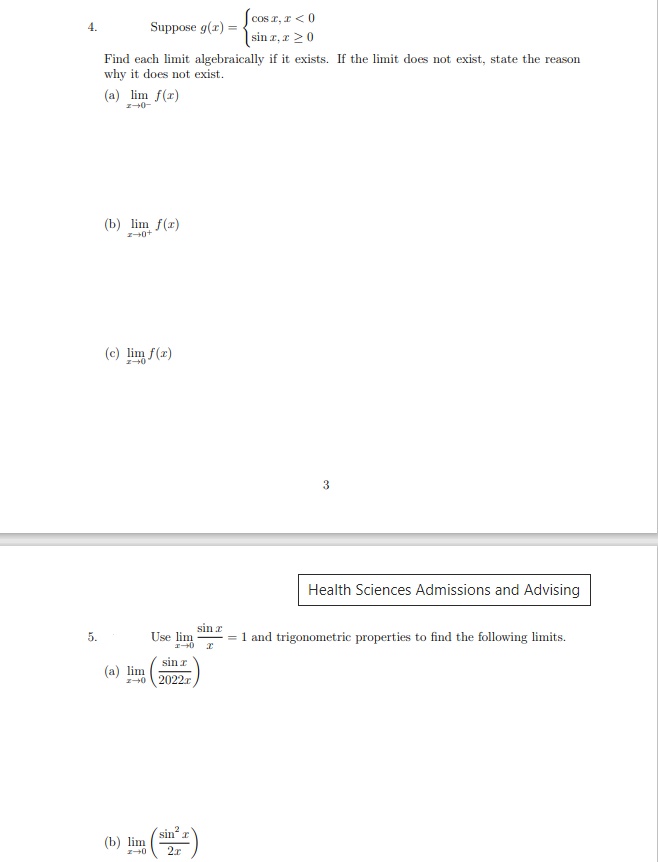 COST, x < O Suppose g(x) Find each limit algebraically if it