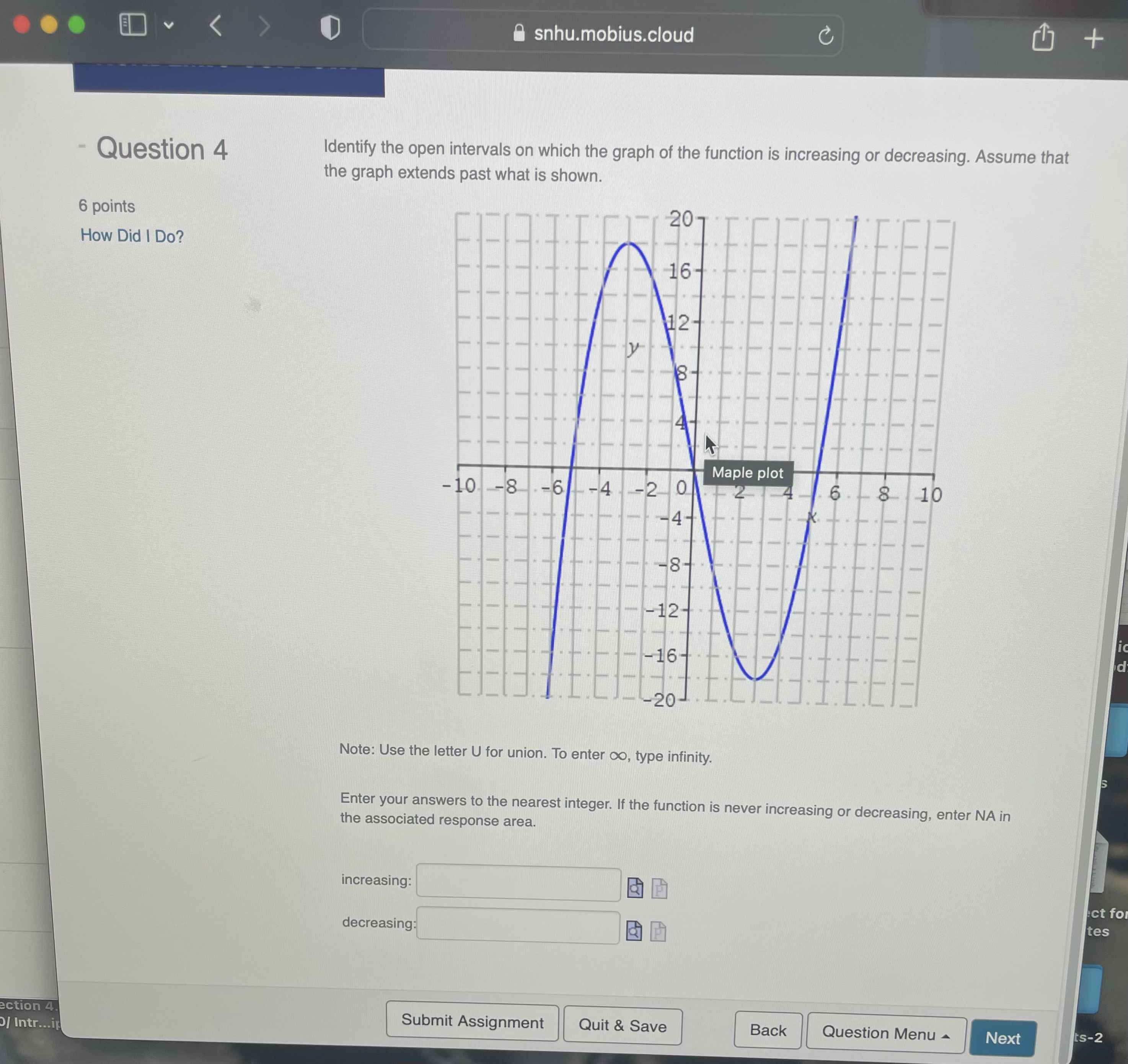 . . snhu.mobius.cloud + Question 4 Identify the open intervals on