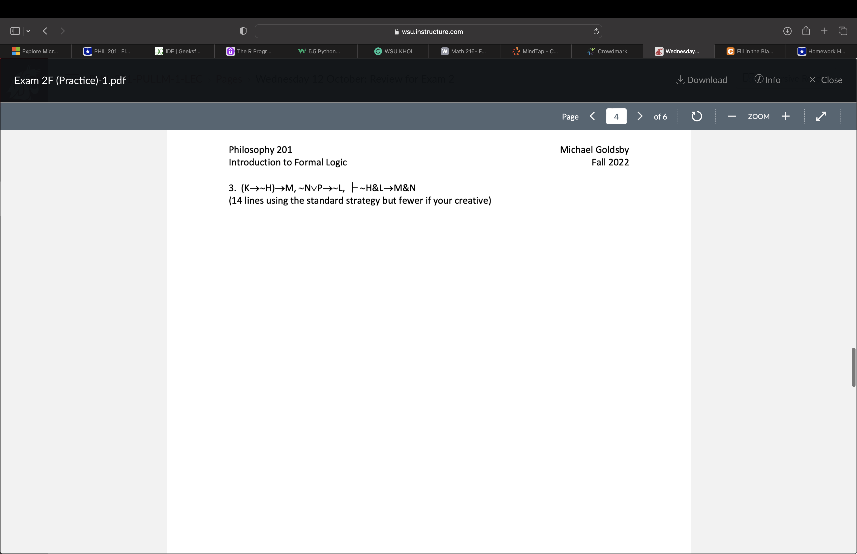 F... MindTap - C.. Crowdmark Wednesday... C Fill in the Bla. Homework