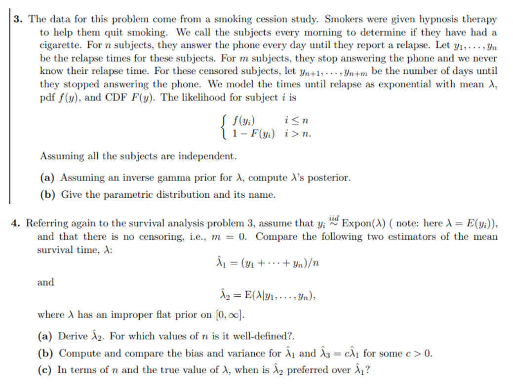  3. The data for this problem come from a smoking cession