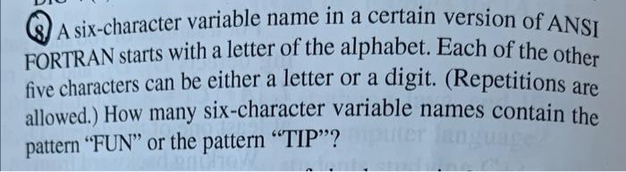 starts with a letter of the alphabet. Each of the other five