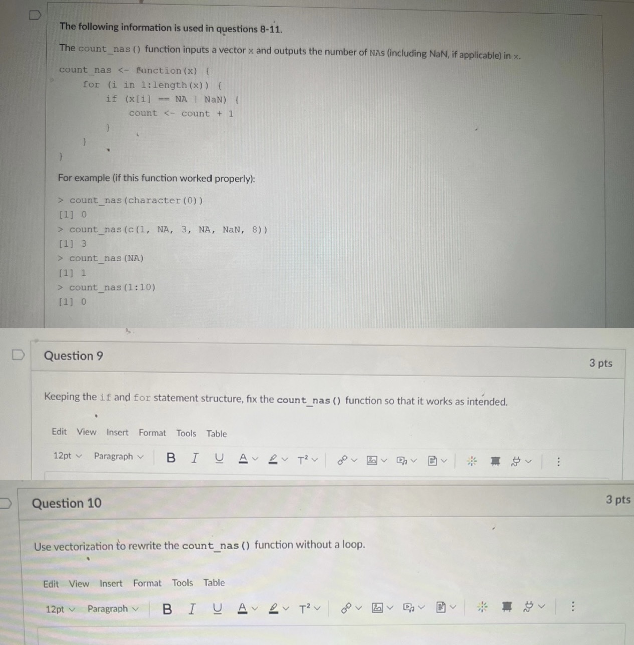 use R as coding language q#9 and 10 asap D The