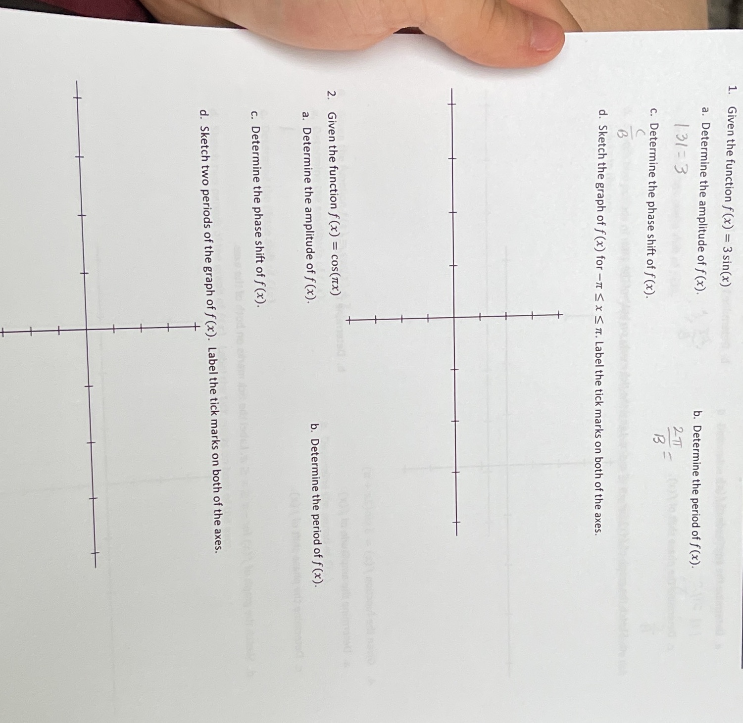  1. Given the function f (x) = 3 sin(x) a. Determine
