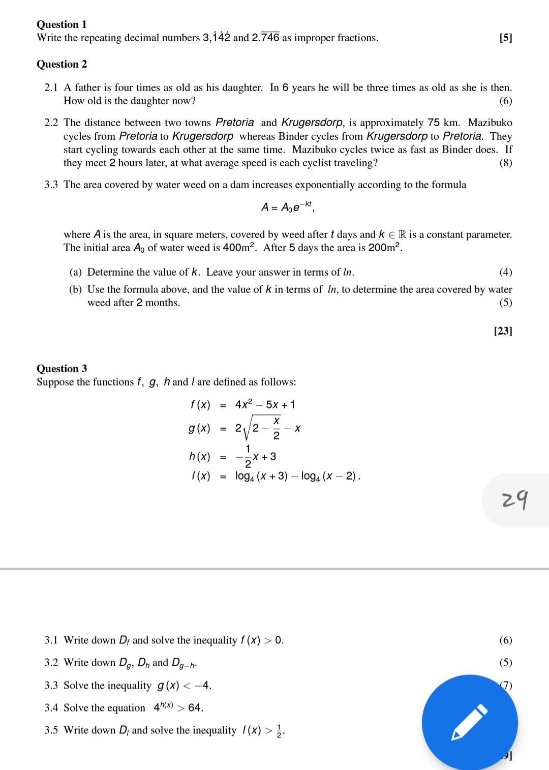3,142 and 2.746 as improper fractions. [5] Question 2 2.1 A father