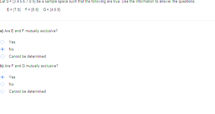  Let S = (3.4.5.6./,6.9) be a sample space such that the