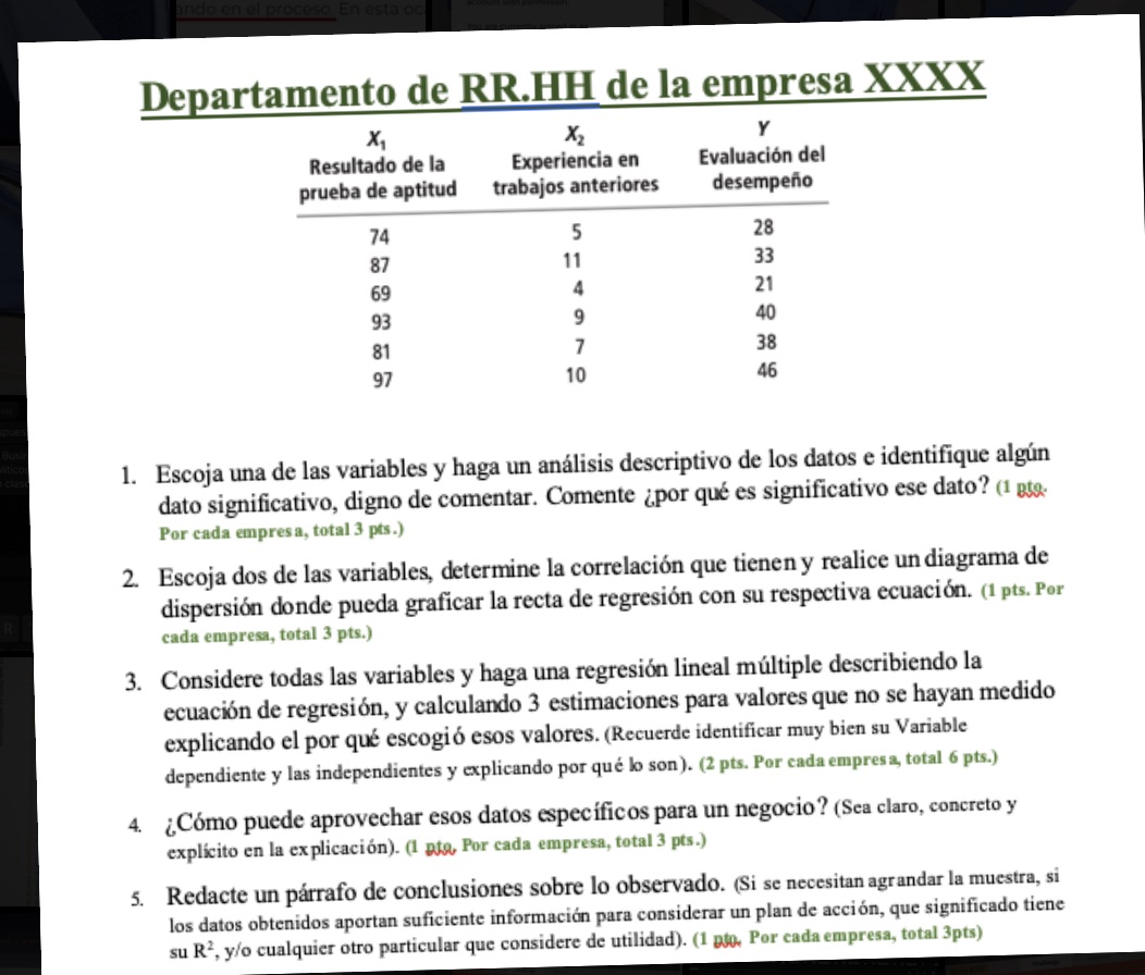 en prueba de aptitud trabajos 74 87 69 93 81 97 5