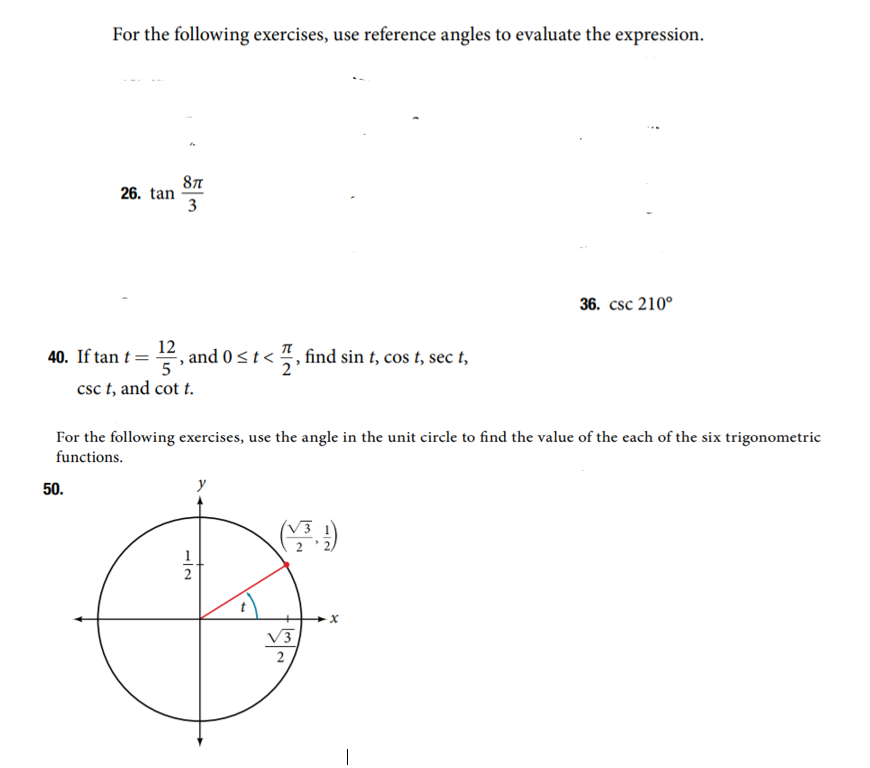 tan 3 12 40. If tan t = , and O t