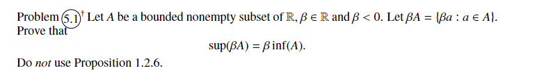 Problem 5.1 Let A bea bounded nonempty subset oflR, e R and